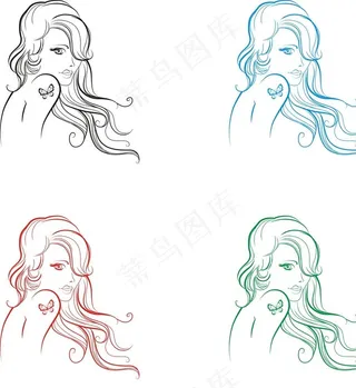 素描美女图图片