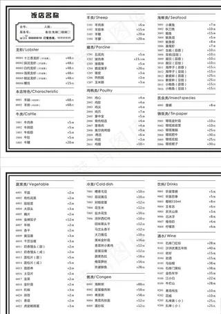 黑白点菜单图片