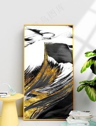 现代抽象金色泼墨鎏金装饰画图片