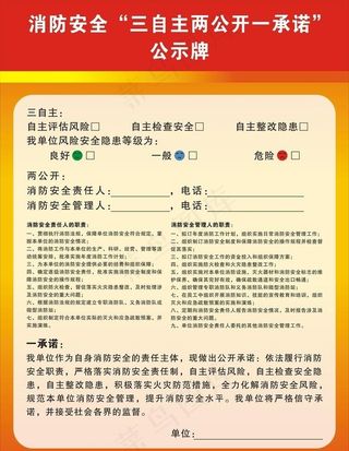 消防安全三自主两公开一承诺图片