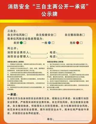 消防安全三自主两公开一承诺图片