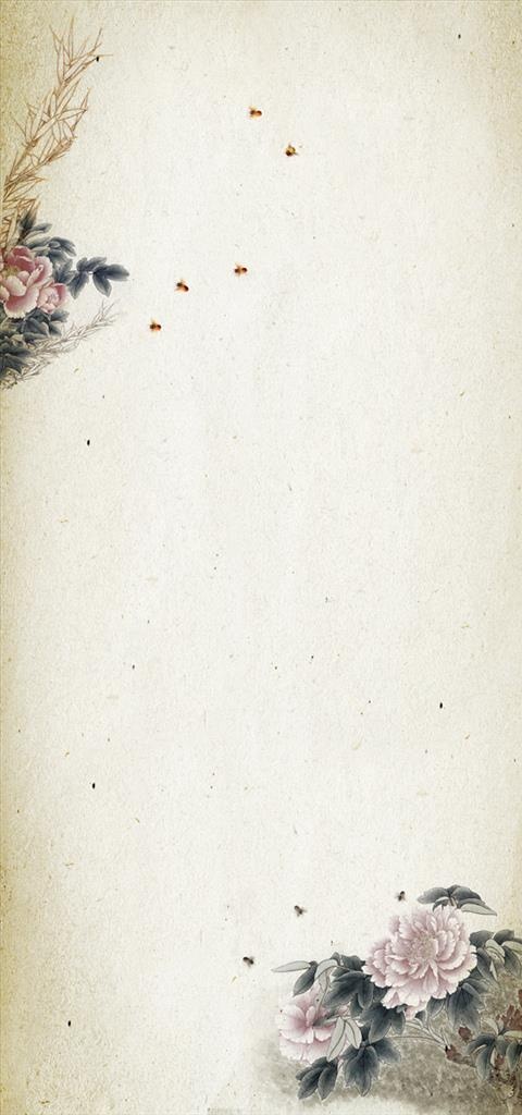 简约素雅古风牡丹花海报图片