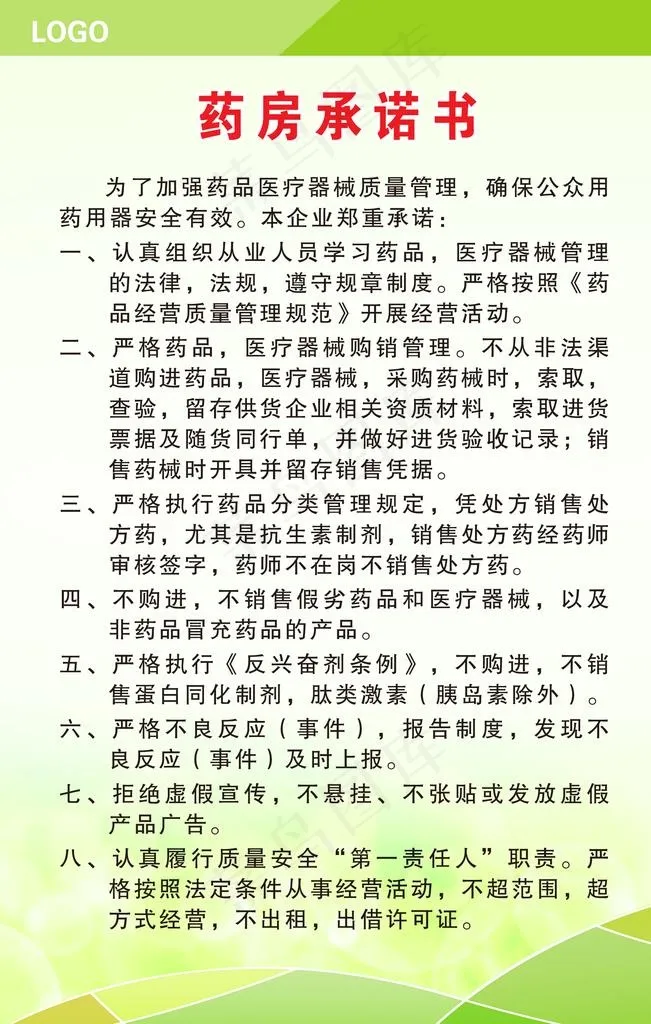 药房承诺书图片psd模版下载