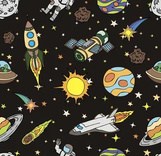 外太空星空四方连续底纹矢量图图片