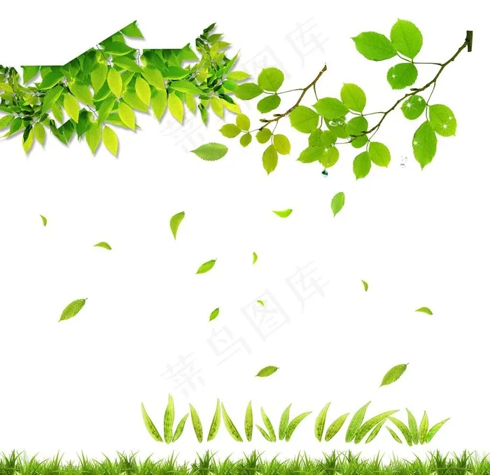 清新绿叶背景时尚海报模板绿草地图片psd模版下载