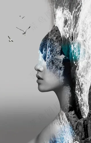 北欧美女装饰画图片