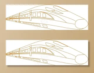 手绘动车线稿图图片
