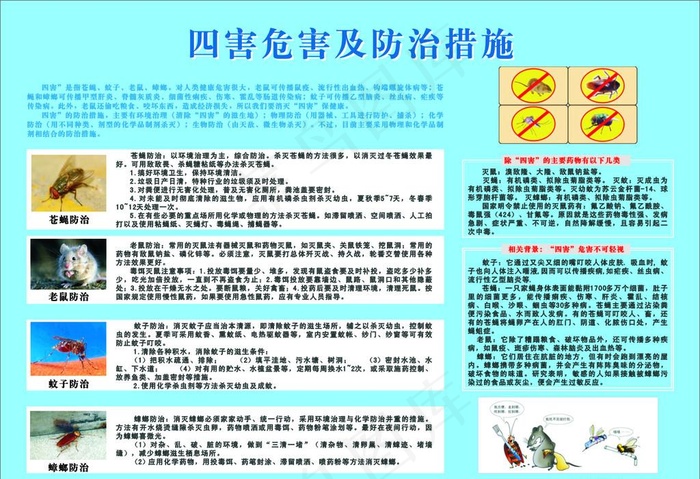 四害的危害及防治图片cdr矢量模版下载