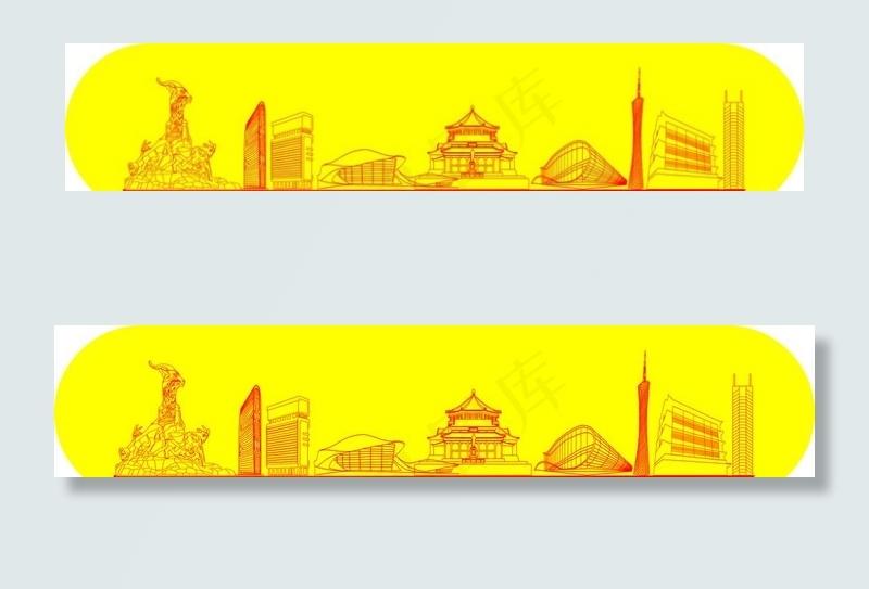 城市线条图剪影图片cdr矢量模版下载