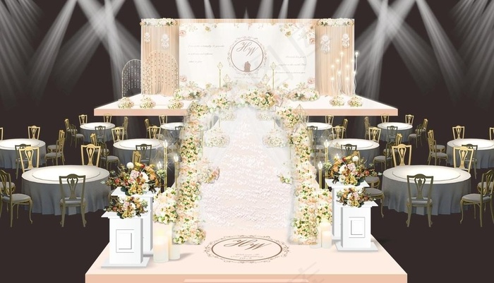 香槟色拱门婚礼效果图图片