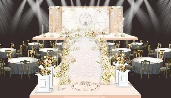 香槟色拱门婚礼效果图图片