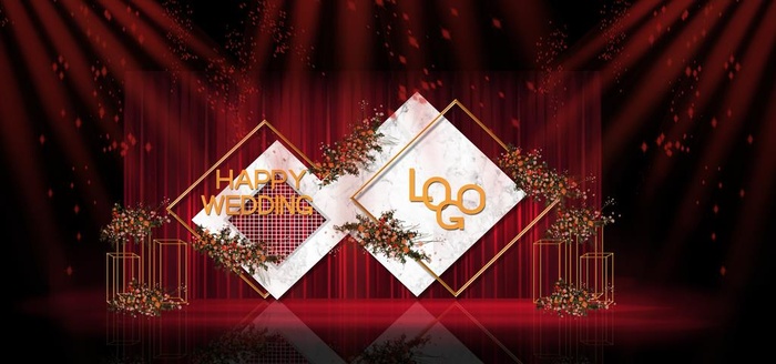 红色婚礼设计背景图片