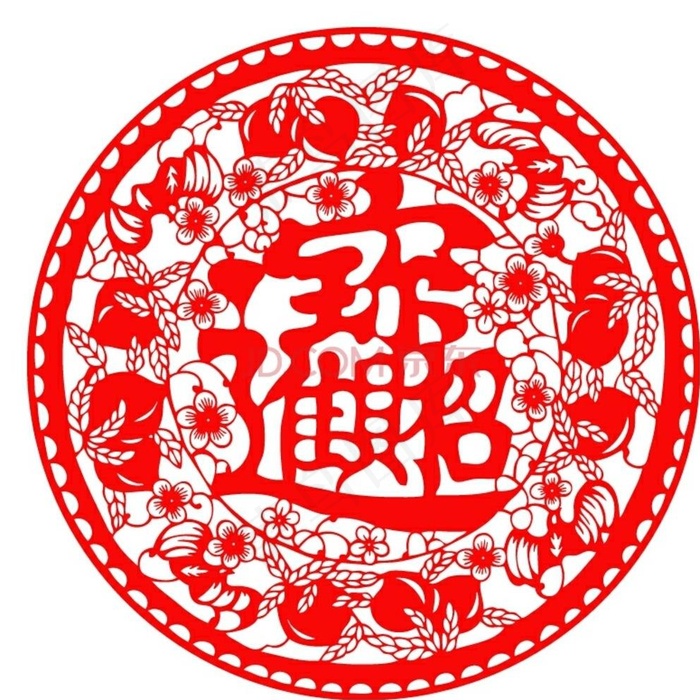 刻字雕刻窗花剪纸招财进宝图片cdr矢量模版下载