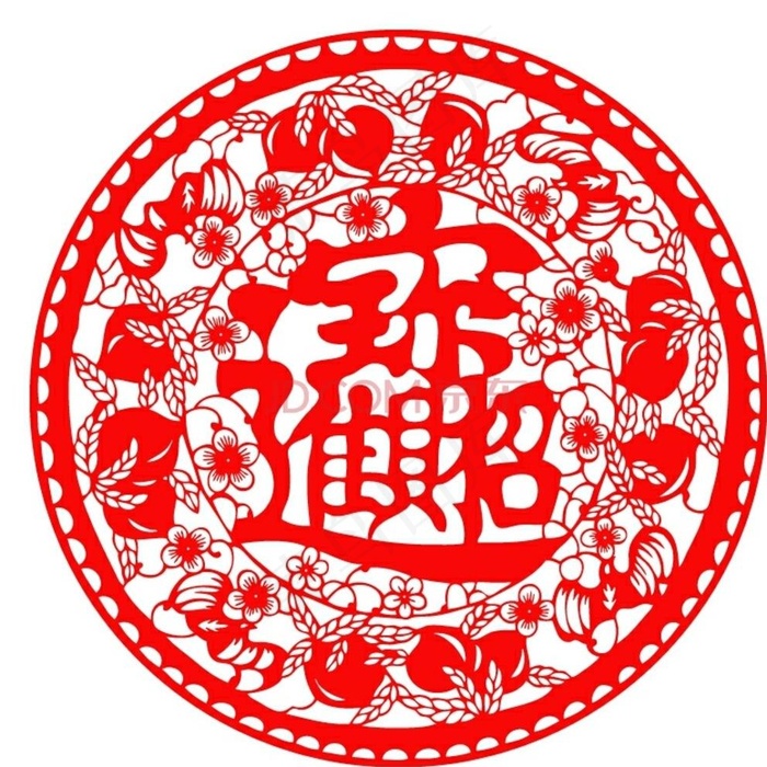 刻字雕刻窗花剪纸招财进宝图片