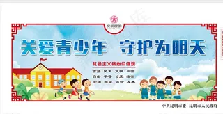 创建文明城市关爱未成年人围挡图片