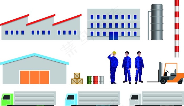 工厂全景图图片eps,ai矢量模版下载