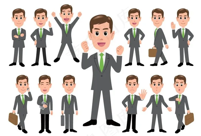 男白领商务卡通矢量图图片ai矢量模版下载