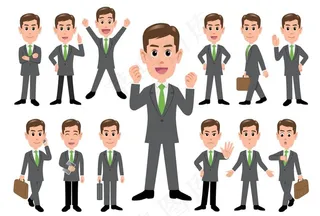 男白领商务卡通矢量图图片