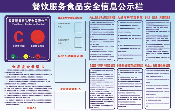 餐饮服务 公示栏 食品安全信息图片cdr矢量模版下载