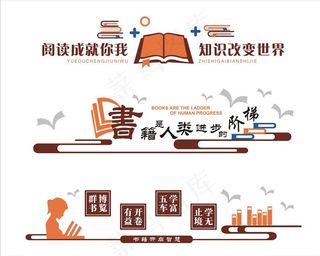 读书 书香墙矢量图图片