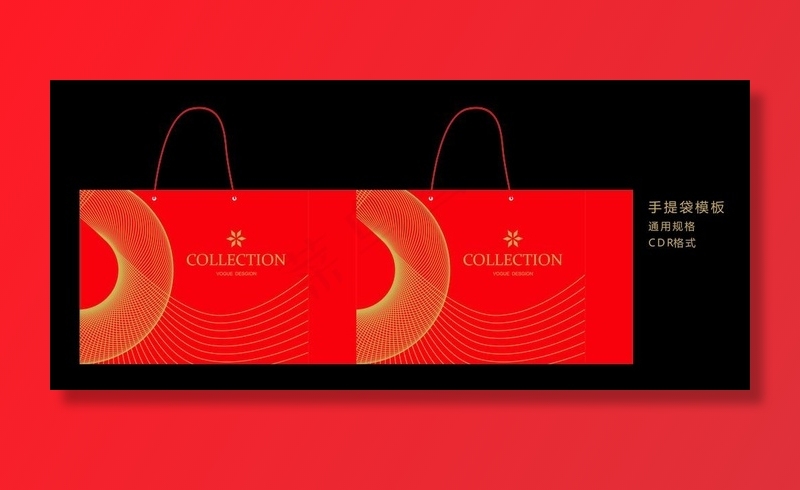 中国红服装礼品袋图片cdr矢量模版下载
