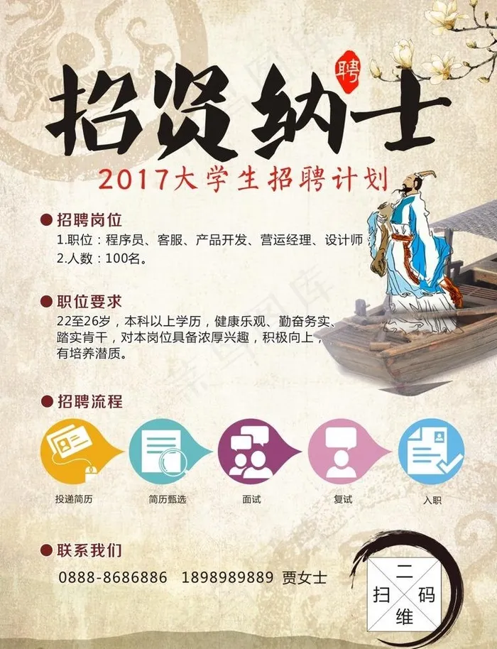 中国风招聘海报DM图片