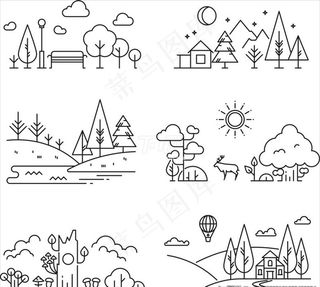 自然景观 轮廓图标 树 植物图片