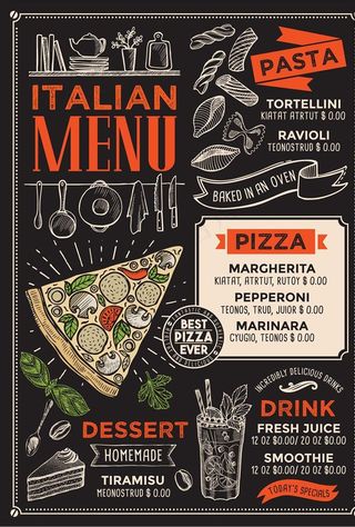 手绘披萨菜单图片