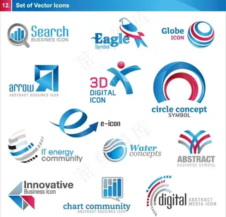 3d立体标志logo设计元素图标图片