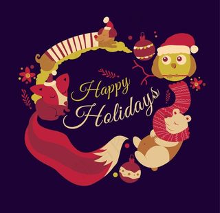 圣诞动物插图图片