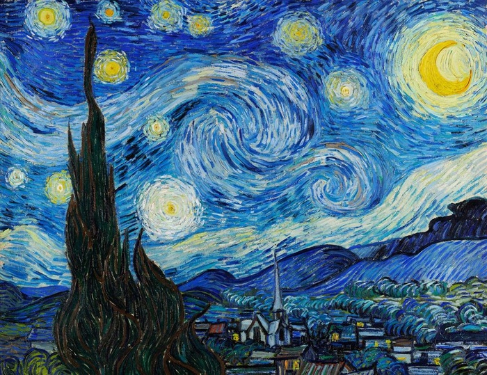 星夜油画图片