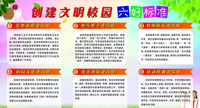 创建文明校园六好标准图片(6614X3780(DPI:80))psd模版下载