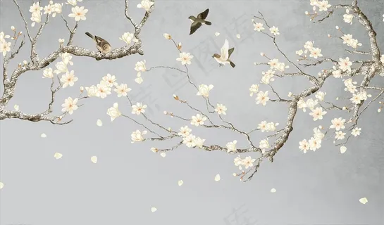 花鸟画 手绘花鸟 背景墙图片