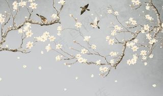 花鸟画 手绘花鸟 背景墙图片