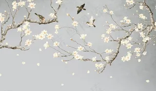 花鸟画 手绘花鸟 背景墙图片