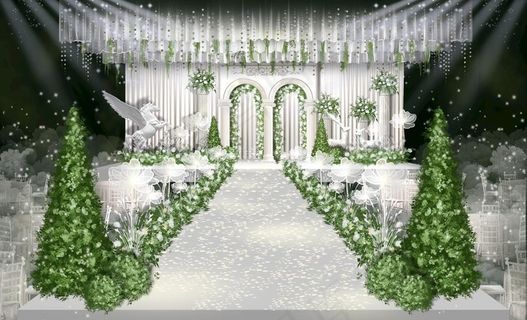 白绿色小清新韩式婚礼图片