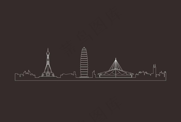 郑州地标二七会展中心福塔线条图片cdr矢量模版下载