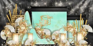 浅绿色新中式婚礼效果图图片