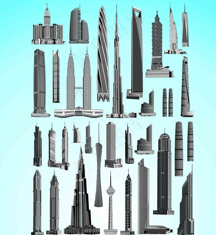 35个世界标志性建筑图片cdr矢量模版下载