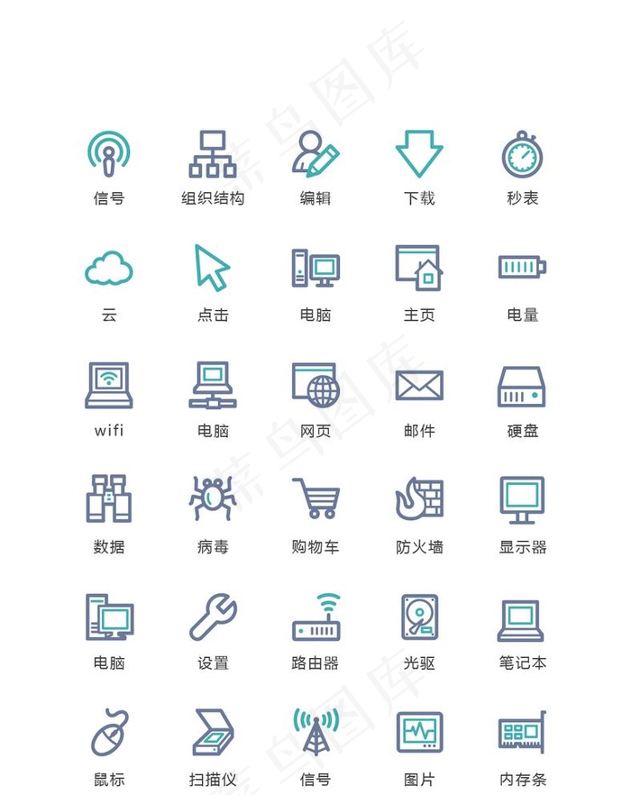 电脑图标图片ai矢量模版下载