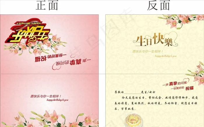 生日贺卡折页图片(210X285)cdr矢量模版下载