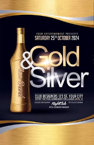金色酒瓶酒吧海报图片