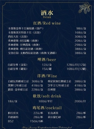 简约深蓝酒吧西餐台签菜单图片