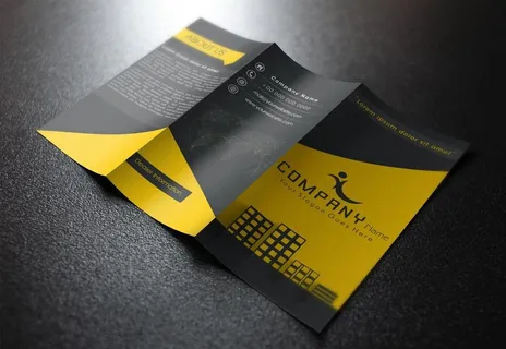 黑色商务三折页图片