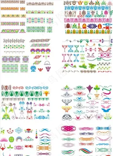 彩色矢量花纹花边图片