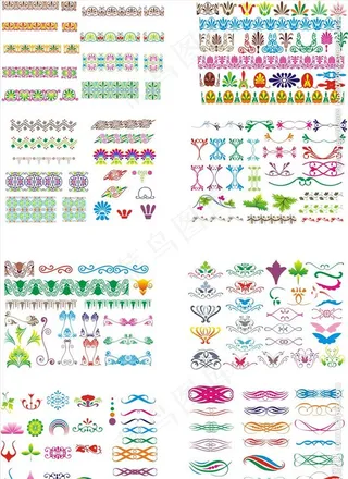 彩色矢量花纹花边图片
