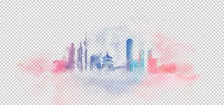 城市建筑烟雾合成背景素材图片