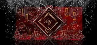 红色婚礼设计背景图片