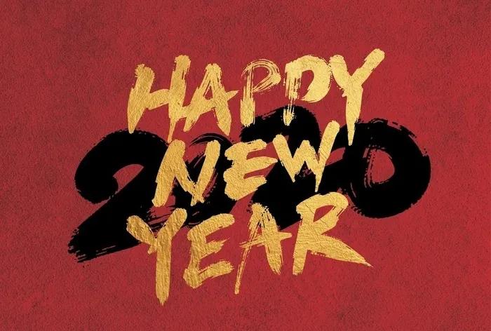 手写happy new year图片ai矢量模版下载