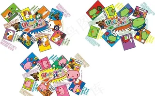 韩国动物贴纸卡通图片